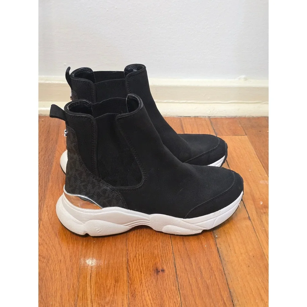 Michael Kors Skyler Boot Sneaker Womens 6 Black All Over Logo Black